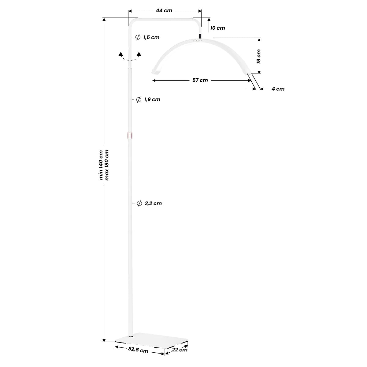 Shadowless LED Lamp for Eyelashes and Makeup – White with Base