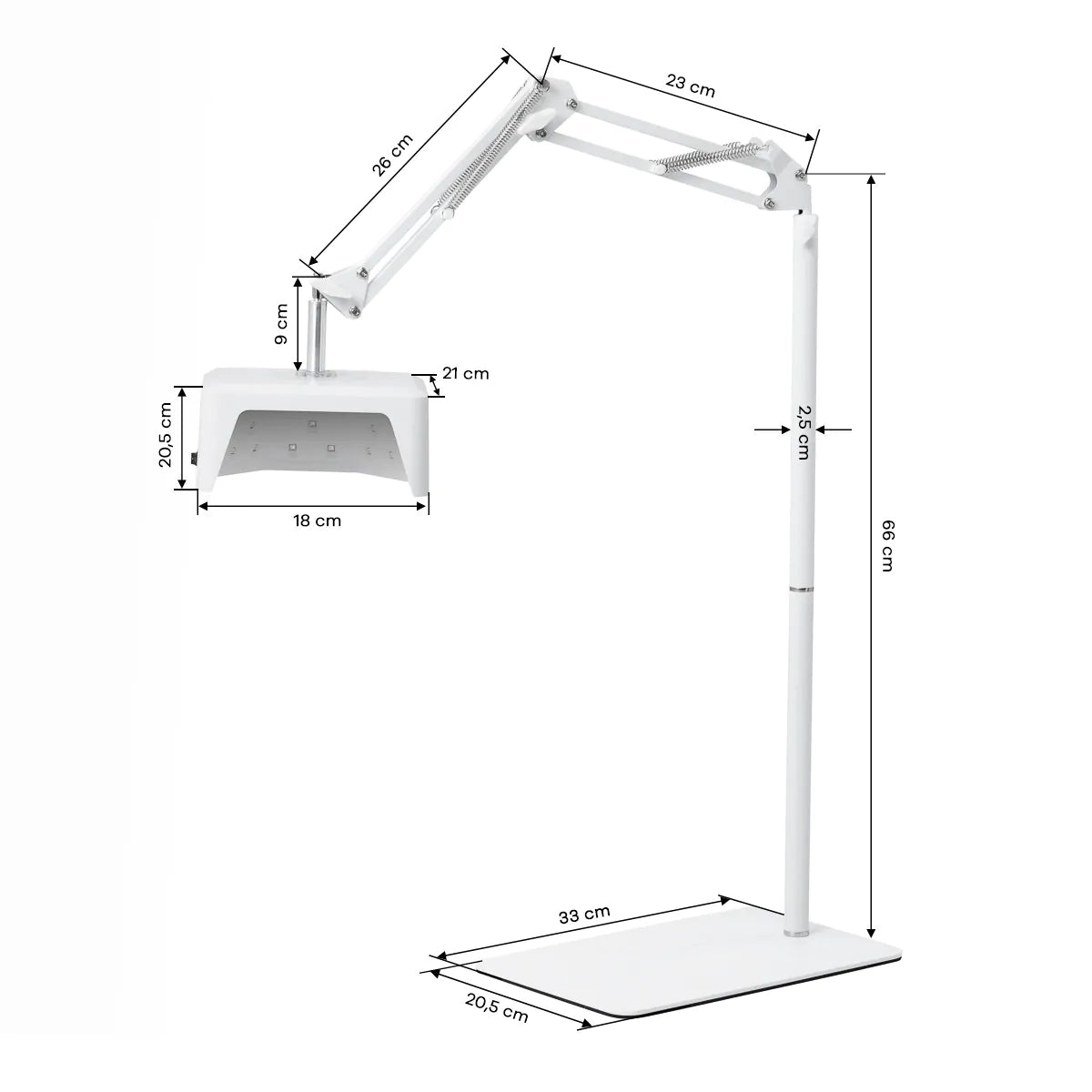 Pediküre-Lampe GLOW 112 UV/LED mit Stativ und Metallsockel, weiß