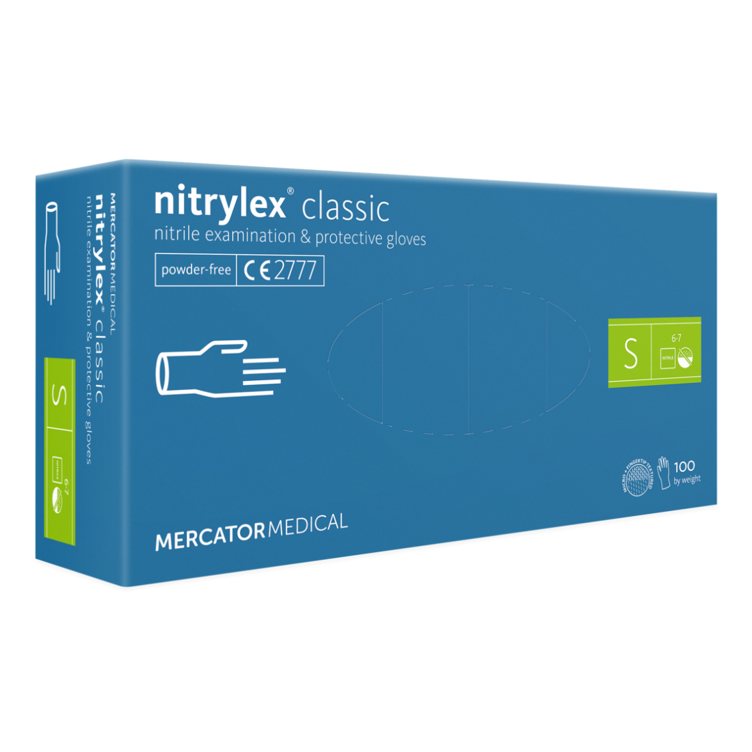 Nitrylex PF Vienreizlietojamie nitrila cimdi, bez pūdera S Zili, 100 gab., 10 kastes