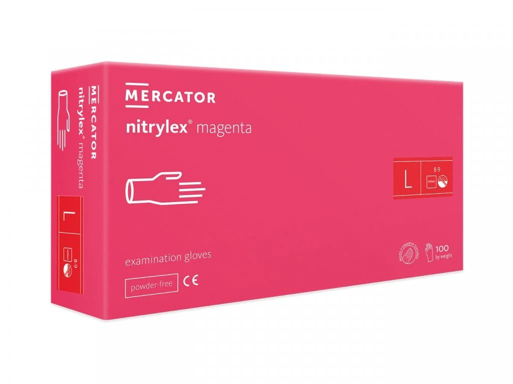 Nitrylex PF Vienreizlietojamie nitrila cimdi, bez pūdera L Purpursarkanā, 100 gab.