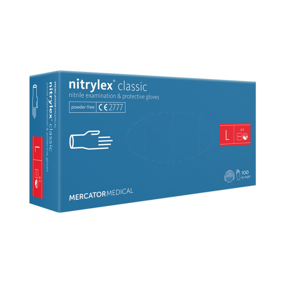 Nitrylex PF Vienreizlietojamie nitrila cimdi, bez pūdera L Zili, 100 gab., 10 kastes