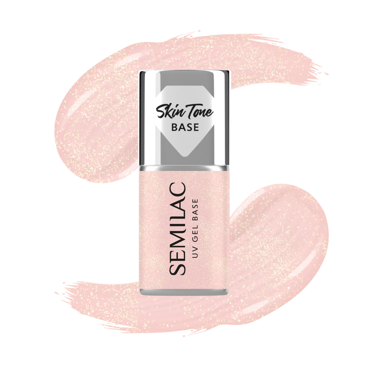 Semilac Skin Tone Cover Base 2in1 Glitter Peach 7 ml