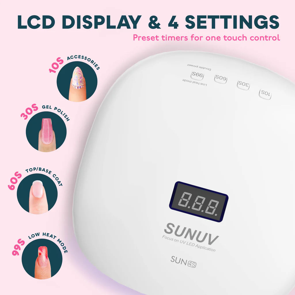 SUN4S Rožinė UV/LED stalinė lempa su Išmaniąja 2.0 funkcija