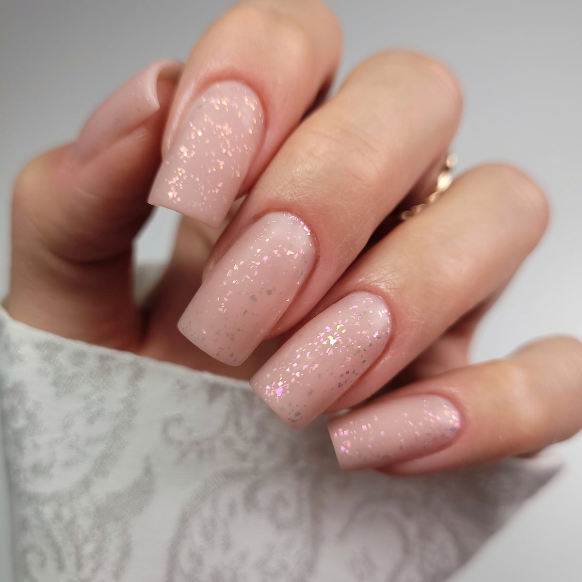 T26 Semilac UV-geellakk „Top No Wipe Matte Peach Galaxy”, 7 ml