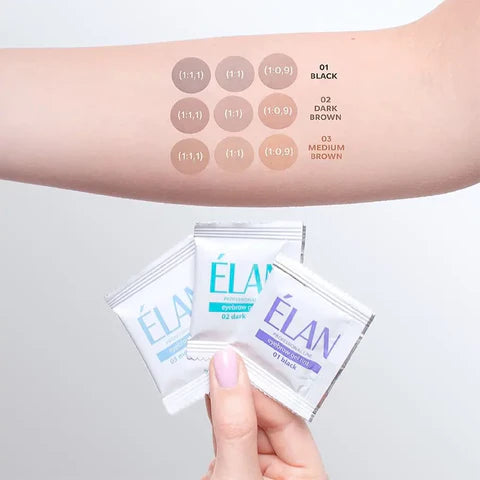 Elan Gel color for eyebrows and eyelashes with oxidant 1 pc. (03 Medium Brown) 5g