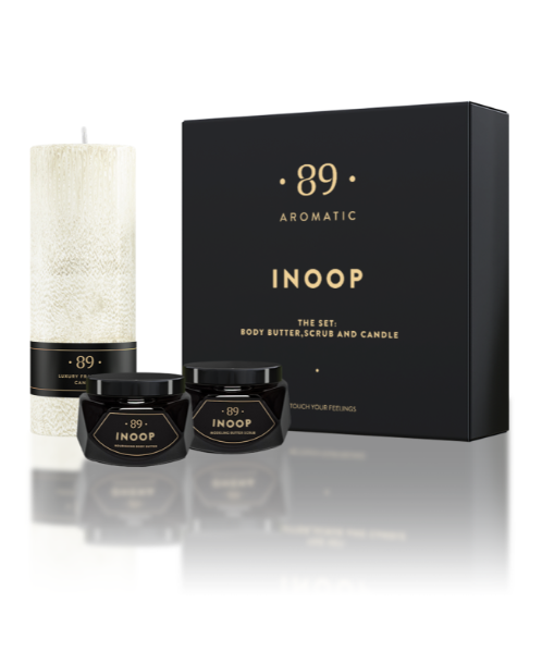 AROMATIC 89 Dāvanu komplekts (Ķermeņa skrubis, sviests, svece), Inoop