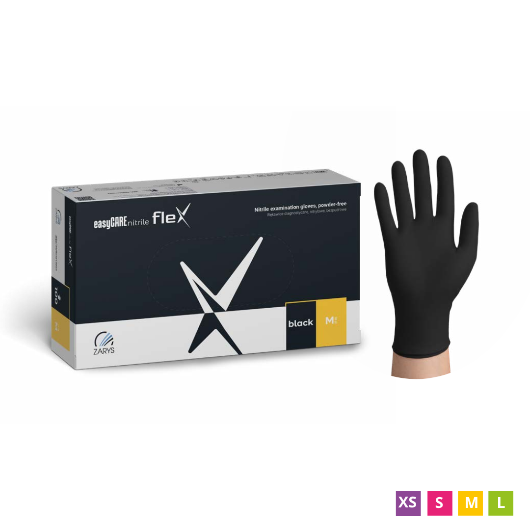 easyCARE Nitrile Flex Einweg-Nitrilhandschuhe, puderfrei, schwarz, 100 Stück