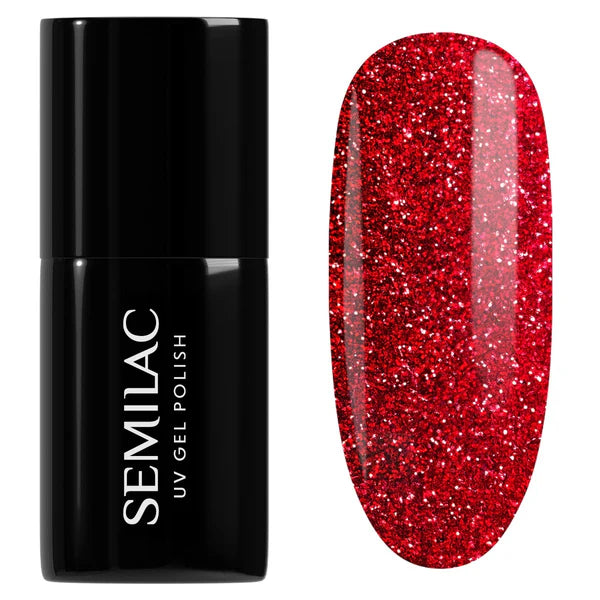 318 UV Hybrid Semilac Burgundy Red Glitter 7ml