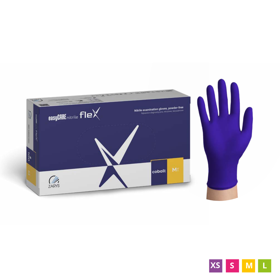 easyCARE Nitrile Flex Einweg-Nitrilhandschuhe, puderfrei, kobaltblau, 100 Stück