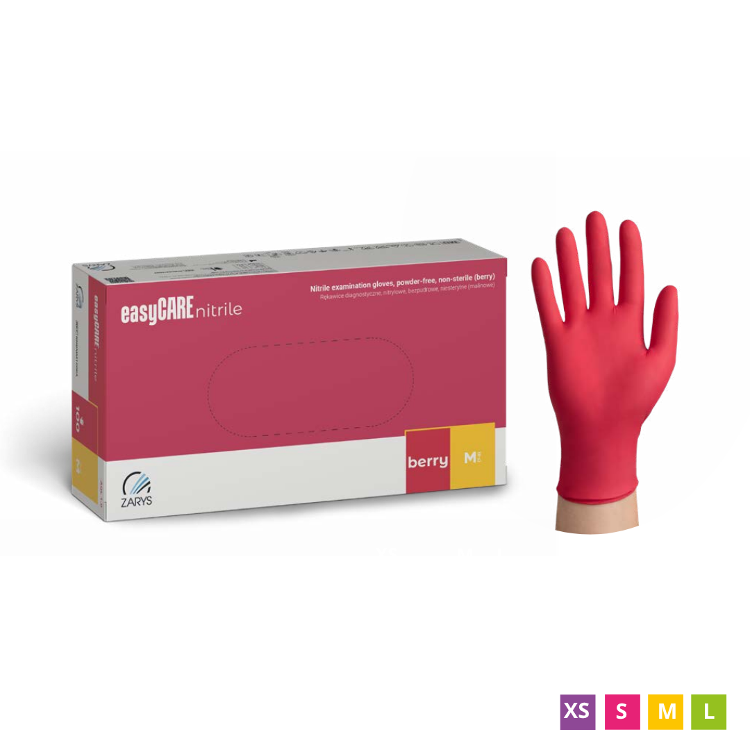 easyCARE Vienreizlietojamie nitrila cimdi, bez pūdera, Purpursarkani, 100 gab.