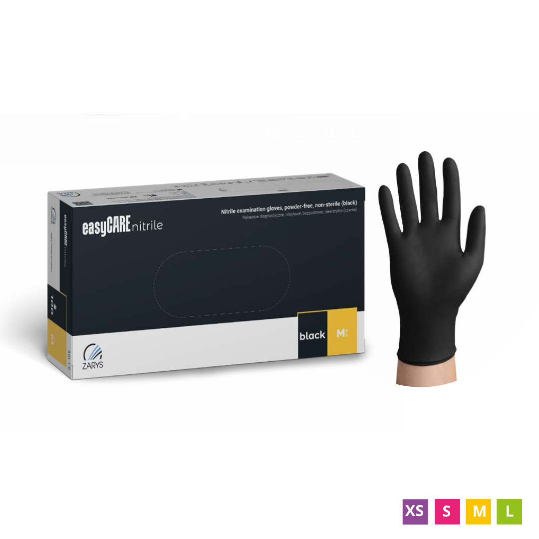 easyCARE Einweghandschuhe aus Nitril, puderfrei, schwarz, 100 Stück