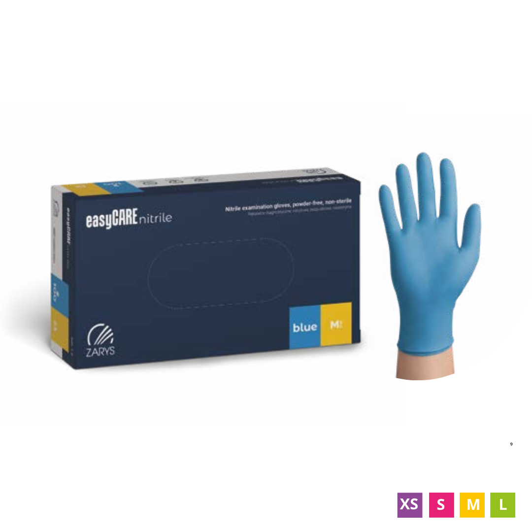 „easyCARE“ vienkartinės nitrilo pirštinės, be pudros, mėlynos, 100 vnt.