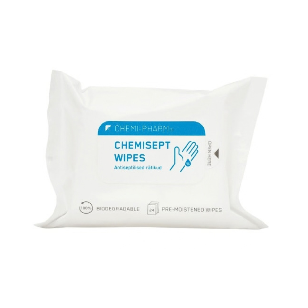 CHEMISEPT WIPES N24 – Tücher zur Händedesinfektion, 24 Stück