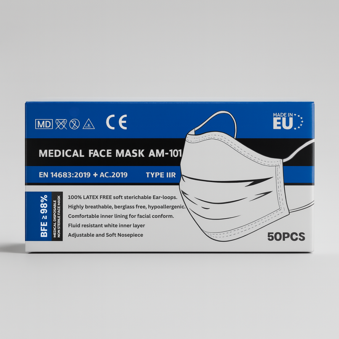 Medical disposable face mask AM-101, TYPE IIR, 50 pcs.