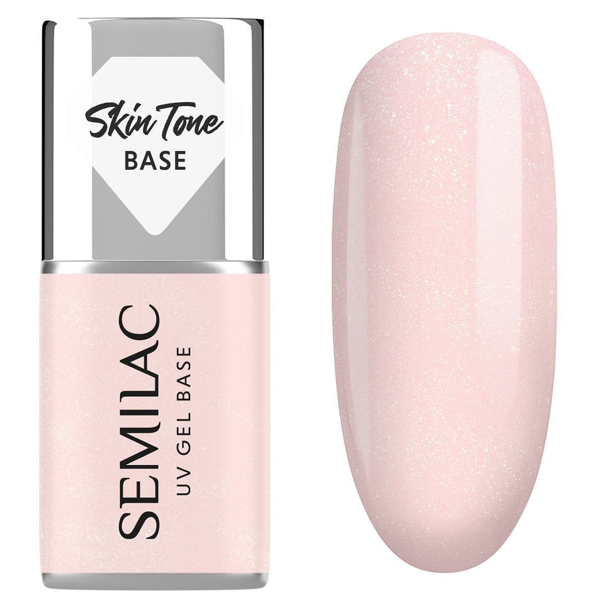 Semilac Skin Tone Cover Base 2in1 Glitter Rose 7 ml