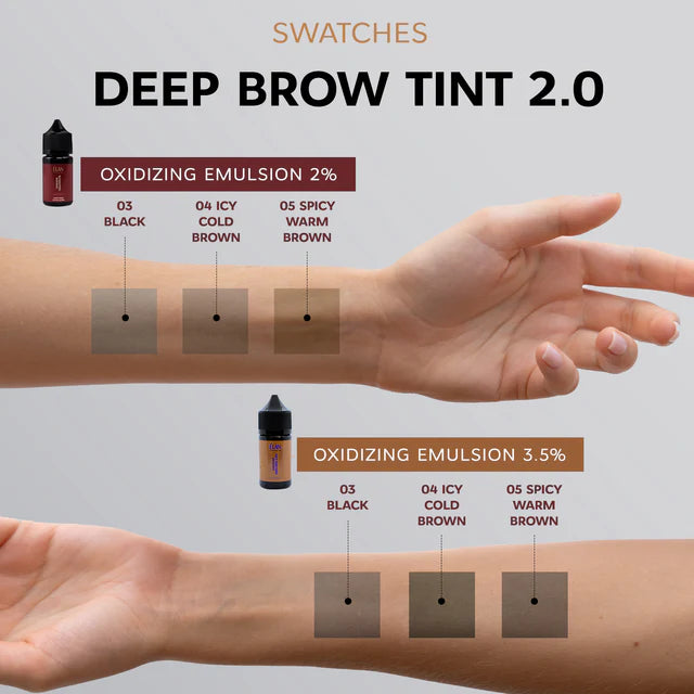 Elan Стойкая краска для бровей «DEEP BROW TINT» 2.0, 05 SPICY Теплый коричневый 10 мл (с дозатором)