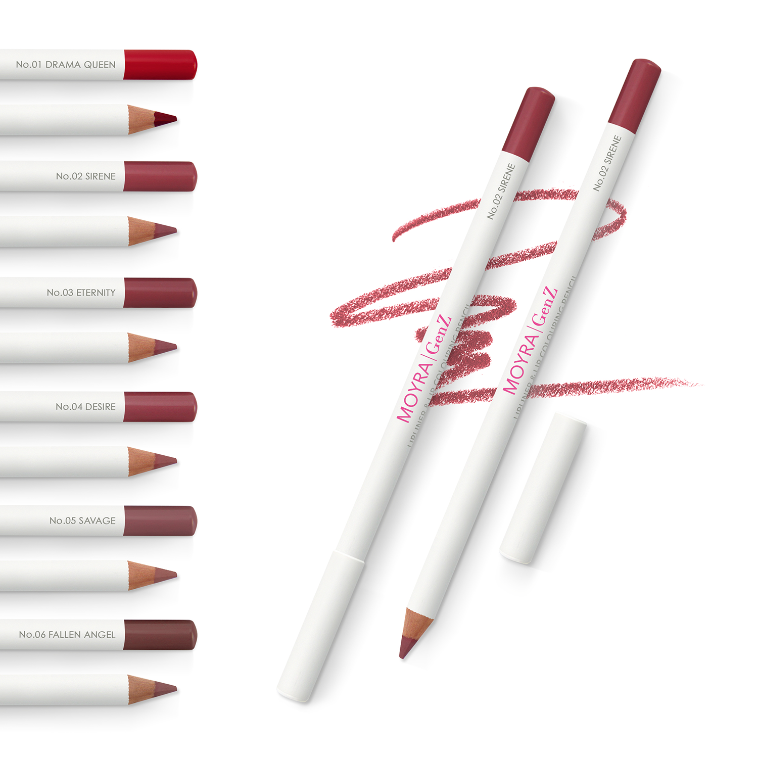 MOYRA GenZ Lipliner & Lip – lūpų kontūro ir dažymo pieštukas 02 Sirene