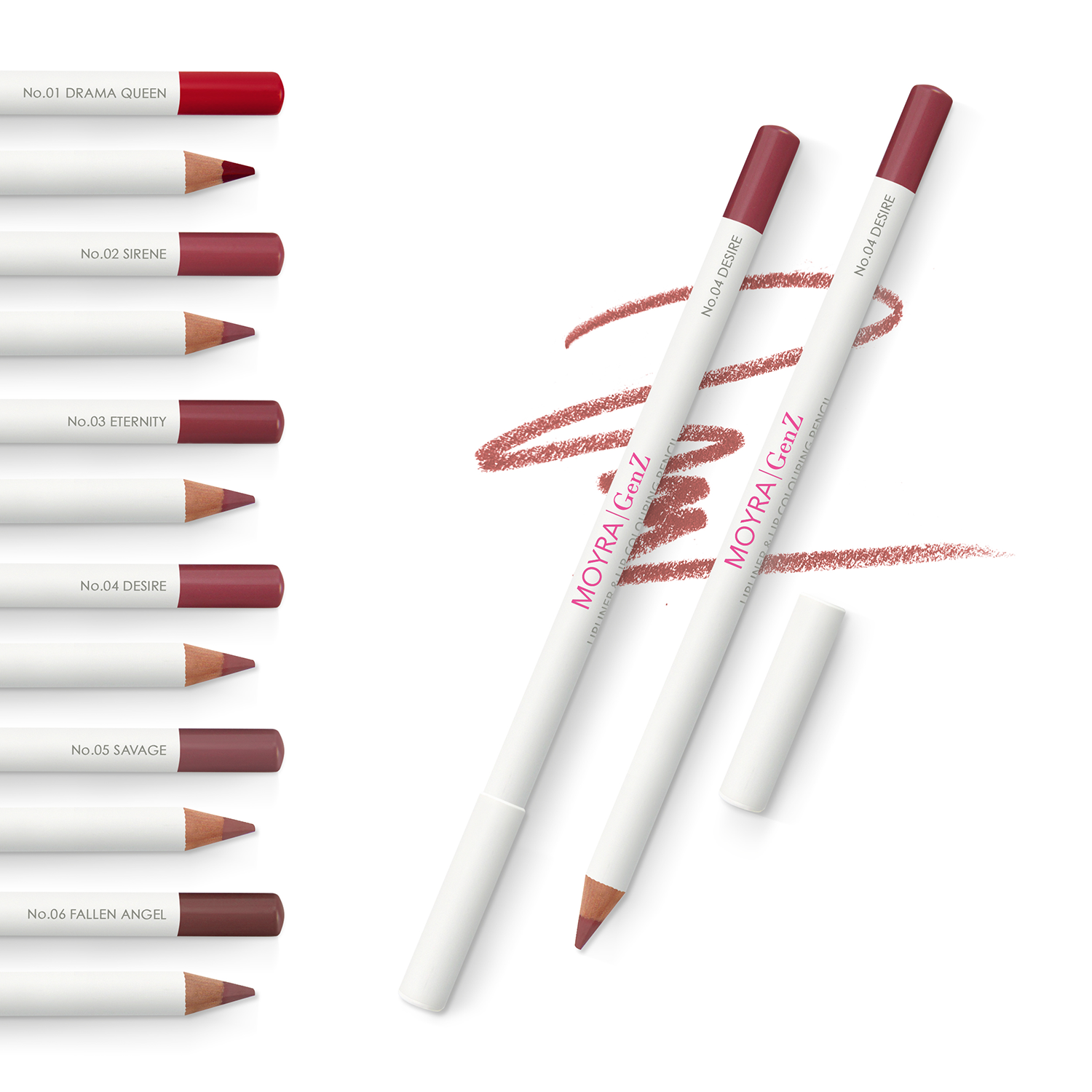 MOYRA GenZ Lipliner & Lip – lūpų kontūro ir dažymo pieštukas 02 Sirene