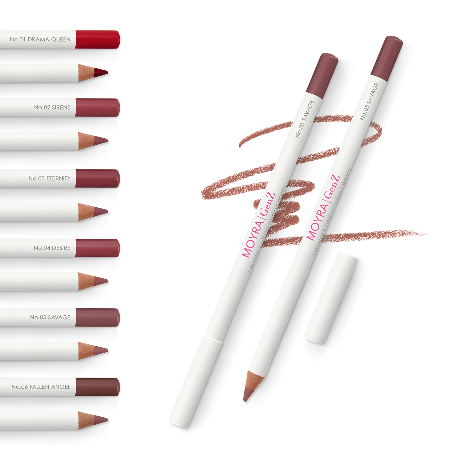 MOYRA GenZ Lipliner & Lip – lūpų kontūro ir dažymo pieštukas 02 Sirene