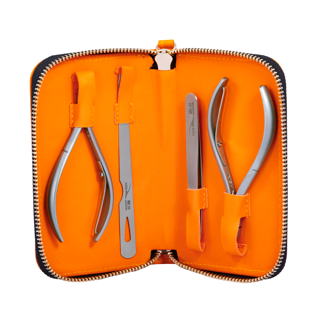 NGHIA Manicure Set IS.01, Orange/Silver