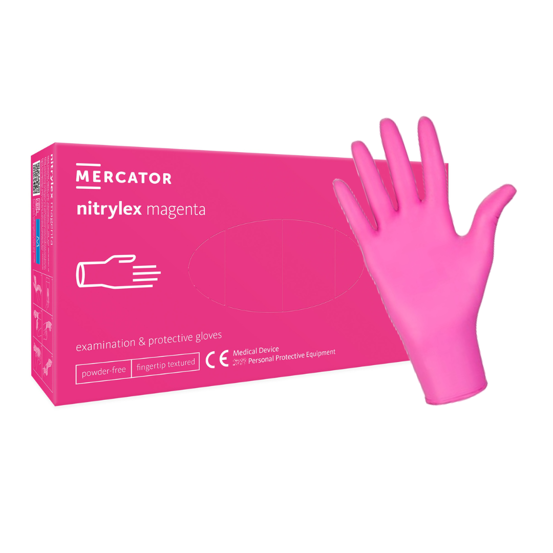 Nitrylex PF Disposable nitrile gloves, powder-free S Pink, 100 pcs. (Poland)