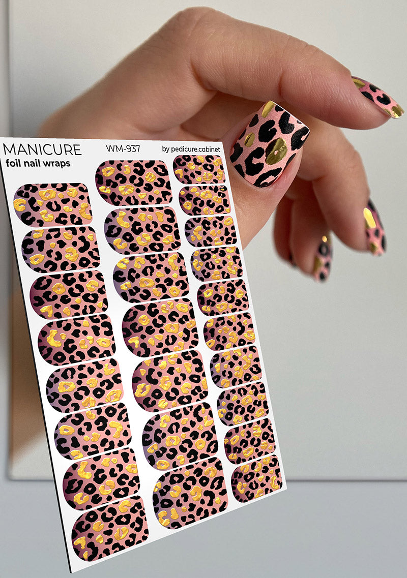 Pedicure cabinet manicure nail wraps with gold foil [WM-937]