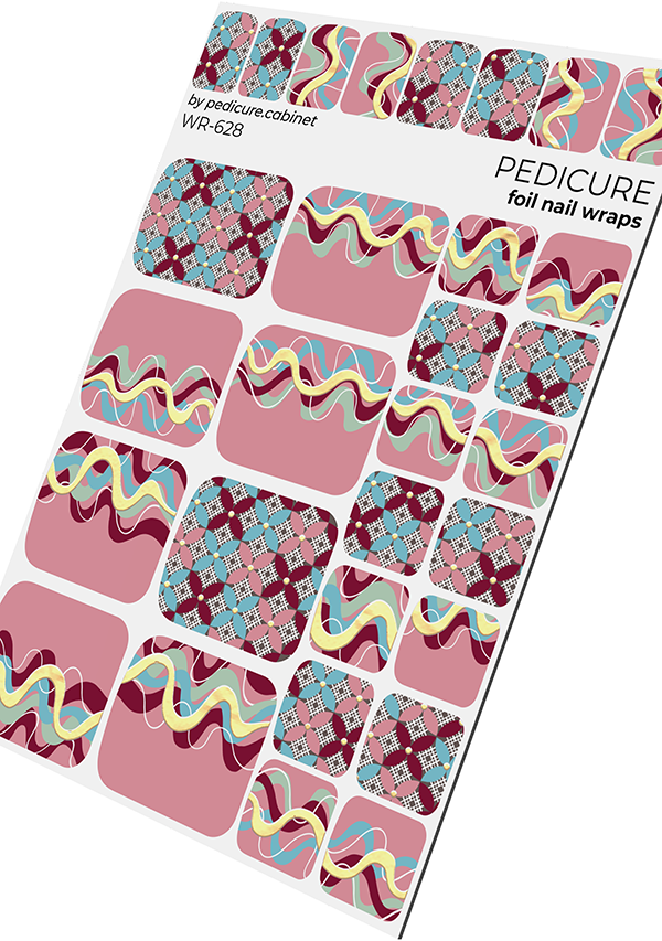 Pedicure cabinet pedicure nail wraps with colored foil [WR-628]