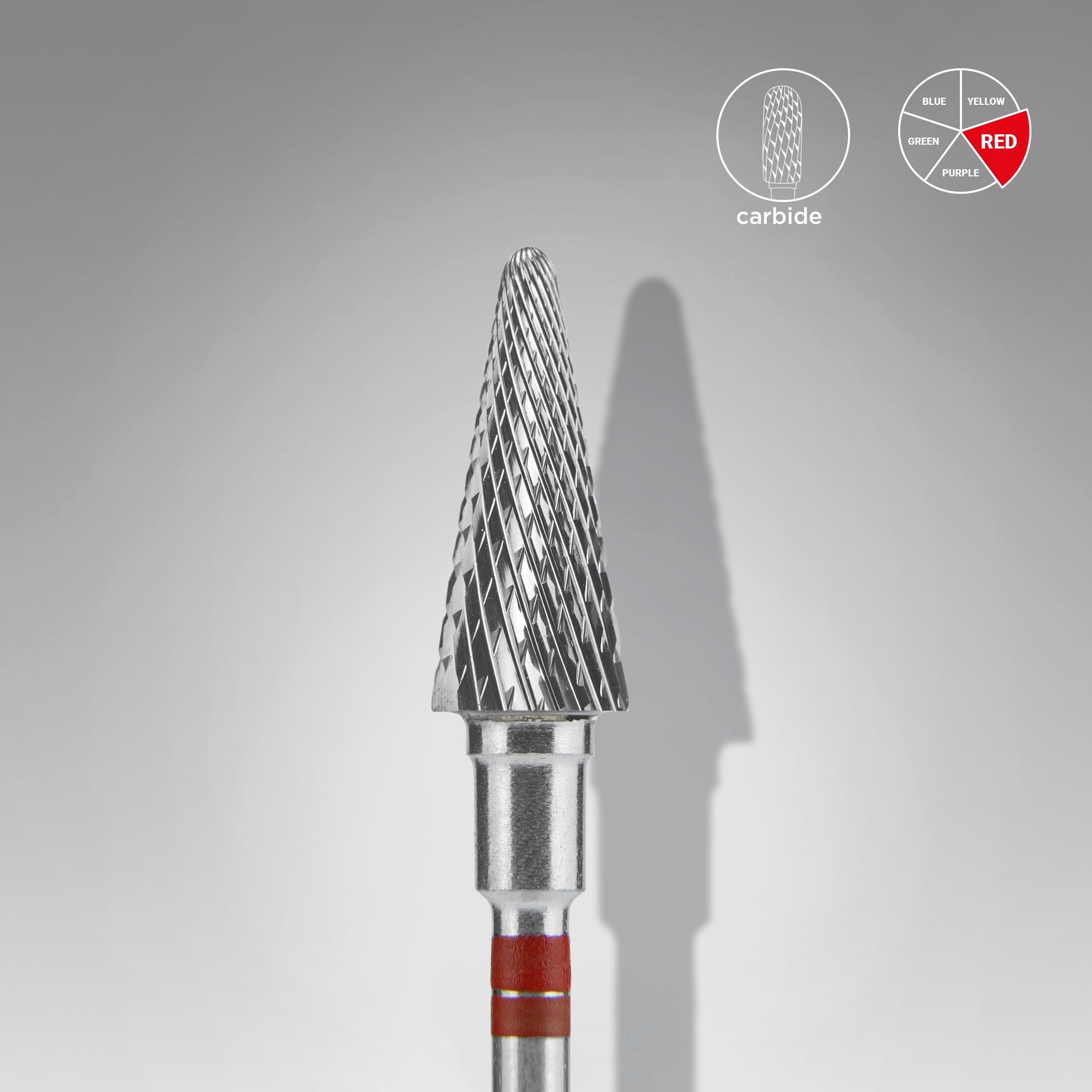 STALEKS Nail drill (for left-handle)conical red, diameter 6 mm / working part 14 mm [FT73R060/14]