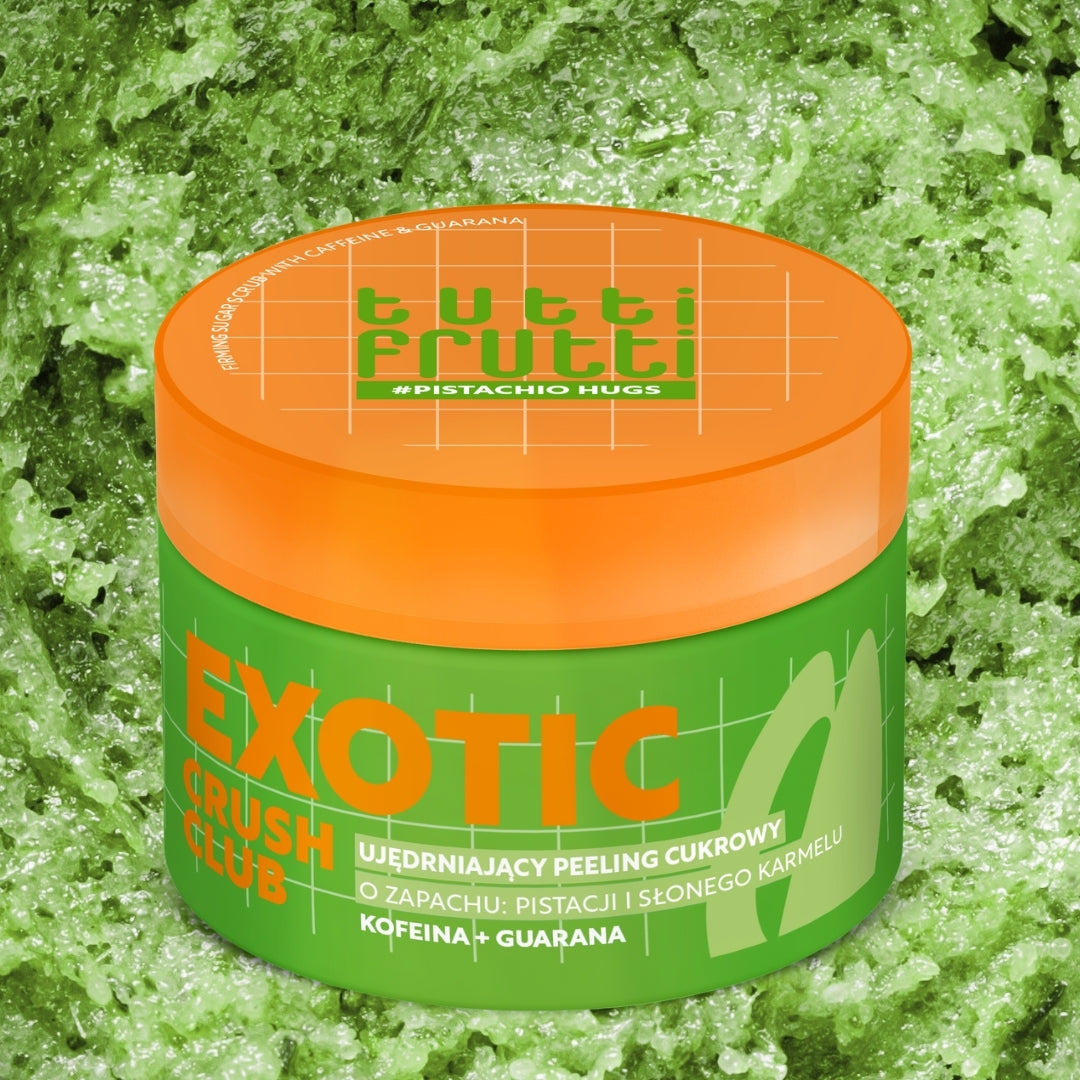 Farmona TUTTI FRUTTI PistachioHugs nostiprinošs cukura ķermeņa skrubis ar kofeīnu un guarānu 300 gr